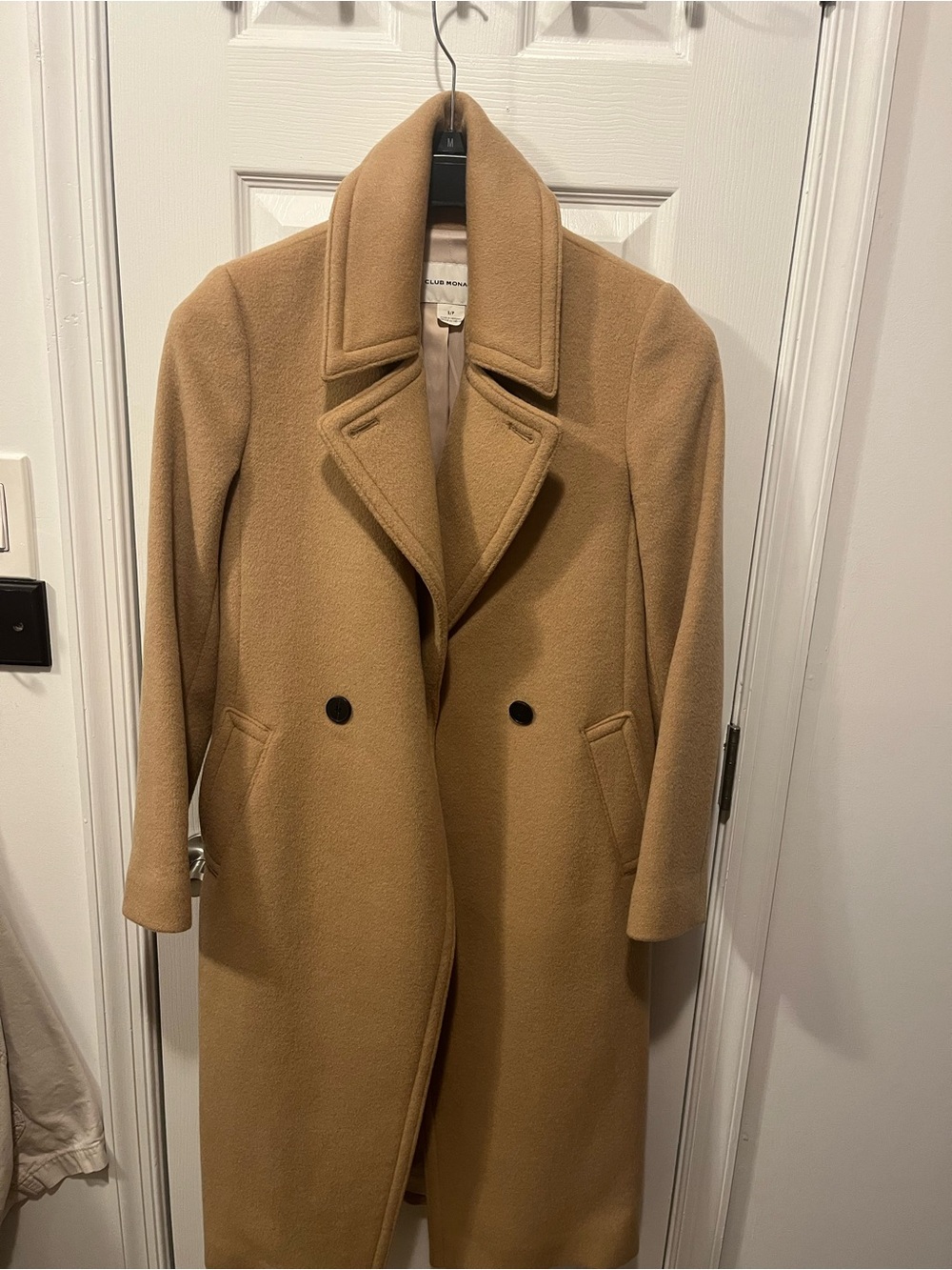 Club Monaco Camel Double-Breasted Wool Pea Coat